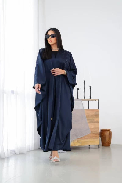 Silk Crepe Abaya IB159 Blue